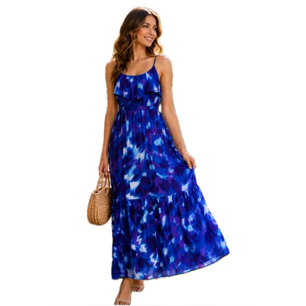 Bisou Bisou, Blue and Purple Women's Maxi Dress, Size 14